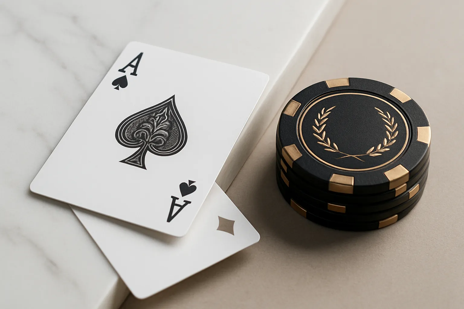 Playing cards and casino chips